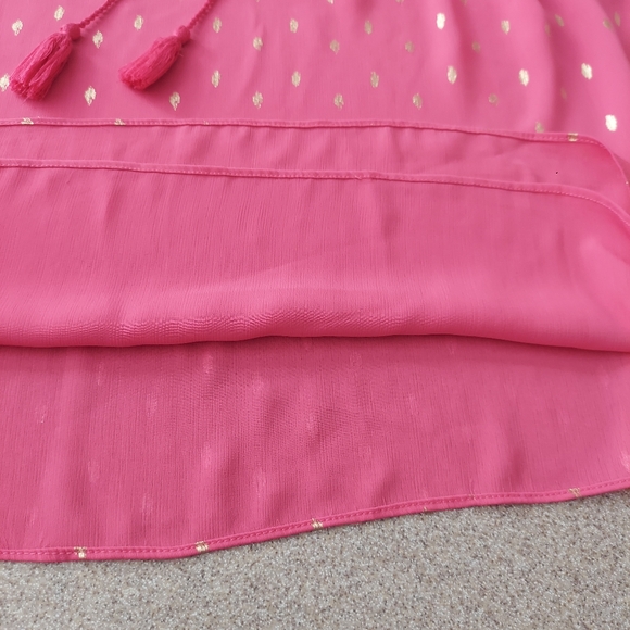 Juicy Couture Sleeveless V Neck Blouse Hot Pink with Gold Print  Sz XL - Picture 12 of 12